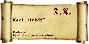 Kari Mirkó névjegykártya